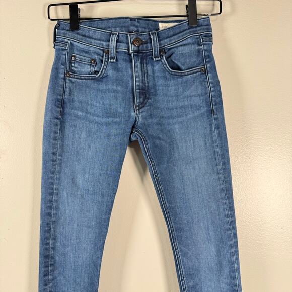 Rag & Bone Women's Blue Raw Hem Stretch Ankle Low Rise Skinny Jeans Size 24 - Picture 2 of 10